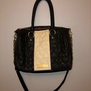 Betsy Johnson Black & Cream Large Purse